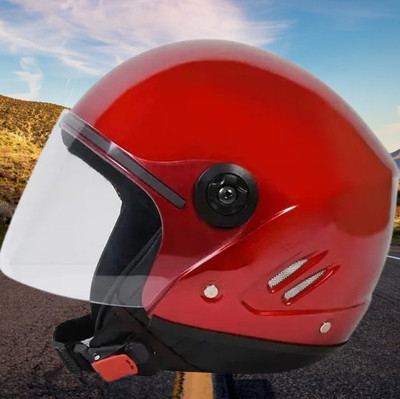 Lxt Red_Half_face_Helmet_with ISI Certified_RE_21 Motorbike Helmet(Red)