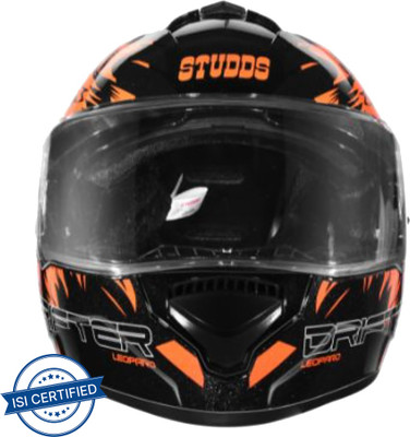 STUDDS Drifter D2 Full Face Helmet with Clear Visor (Black N10, L) Motorbike Helmet(Black)