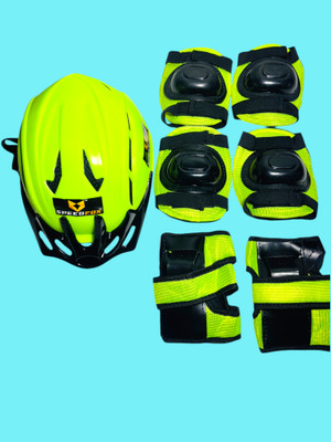SPEEDFOX Cycling Protection Set 7 in 1 Medium SIZE 11-15YEAR black Skating Kit Cycling Helmet(Green, Black)