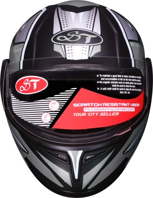 stiss Matte Black Plain Full Face Shield Helmet Motorbike Helmet(Black)