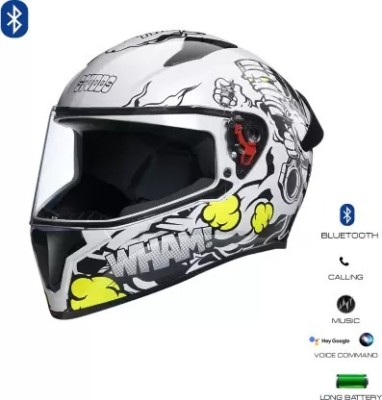 STUDDS Thunder Bluetooth Motorsports Helmet(BLACK WHITE)