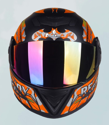 urban carrier ABS Material Full Face Rainbow Visor, UV Scratch Resistance Motorbike Helmet Motorbike Helmet(Orange)