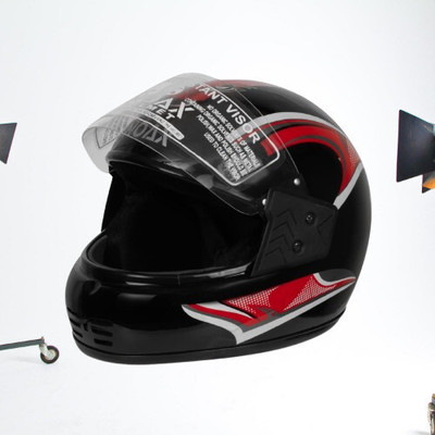 NOAX Unisex Full Face Helmet For Motorbikes __182 Motorbike Helmet(Black)