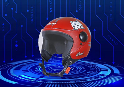 OZONE JSR_ HELMET_OPEN-FACE_SUPER QUALITY_AD@037 Motorbike Helmet(Red)