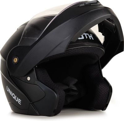 OTH Flip Up Helmet for Men | ISI Certified | Anti-Scratch, UV Resistant Motorbike Helmet(Black)