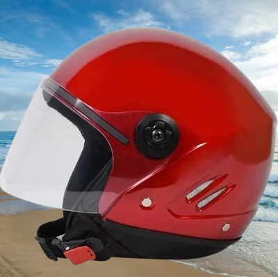 Lxt Red_Half_face_Helmet_with ISI Certified_RE_07 Motorbike Helmet(Red)