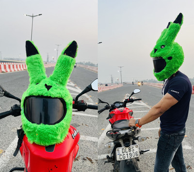SRPHERE Green Pikachuu Style Bunny Helmet Cover For Full Face Helmet Motorbike Helmet(Green)