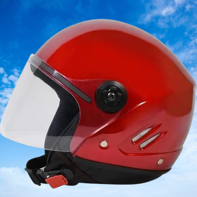 Lxt Red_Half_face_Helmet_with ISI Certified_RE_32 Motorbike Helmet(Red)
