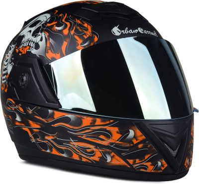 urban carrier ABS Ghost Rider Full Face Rainbow Visor Motorbike Helmet(Orange)