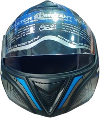 oxigen ABS FULL FACE DESIGN HELMET WITH MIRROR VISOR & DUAL DENSITY (BLUE) Motorbike Helmet(Blue)