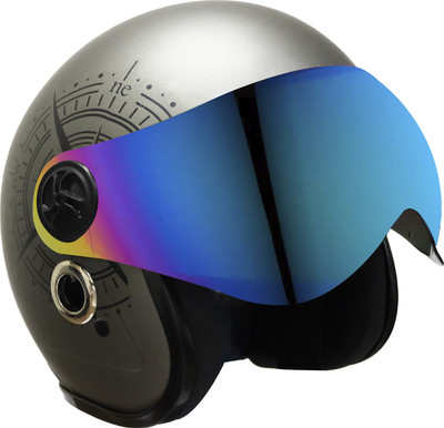 TURTLE Star With Visor Half Face Rainbow Visor M-58 cm Motorbike Helmet(S. Black)