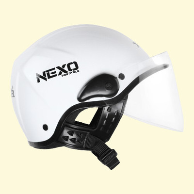Xinor Nexo Half Helmet for Scooty & Motorbike with Clear Visor Motorsports Helmet(White)