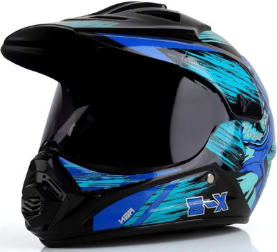 TRINOS X8 Cyber with Anti UV Polycarbonate Visor ABS Material Unisex (MM-1) Motorbike Helmet(Blue)