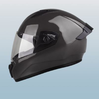fuery FULL FACE HELMET WONDER PLAIN BLUE FF133 Motorbike Helmet(Silver)