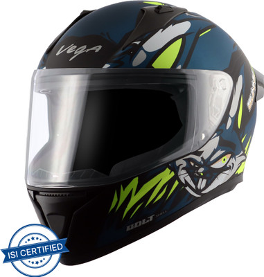 VEGA Bolt Bunny Motorbike Helmet(Dull Black Blue)
