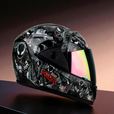 deletion Rado with Anti UV Unbreakable Rainbow Visor ABS Material Unisex (NN-1) Motorbike Helmet(Black)
