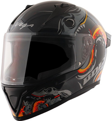 VEGA bolt octopus Motorbike Helmet(black ORANGE)