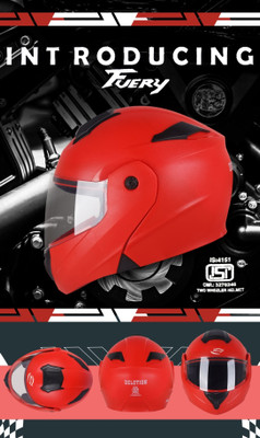 fuery Flip-up Plain Visor Blue Helmet Z081 Motorsports Helmet(Red)