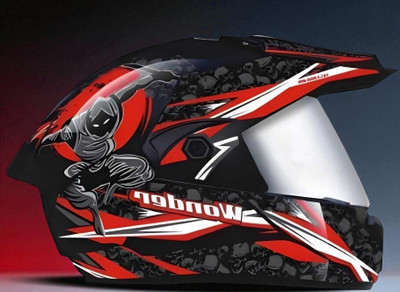 TRINOS Wonder Ninja Cap with Polycarbonate Visor ABS Material (NN-1) Motorbike Helmet(Red)