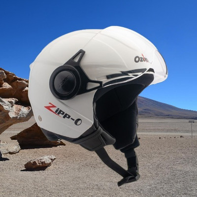 OZONE Zippo plain_OF_Unisex_largesize_Oz076 Motorbike Helmet(White)