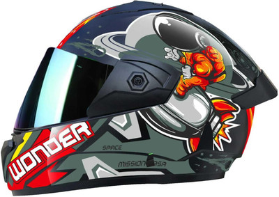 FOROLY Wonder Space Spoiler ABS Material with Rainbow visor Motorbike Helmet(Red)