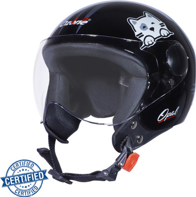 OZONE Opal-Hello-Kitty-001-Helmet-Black-Decore Motorbike Helmet(Black)