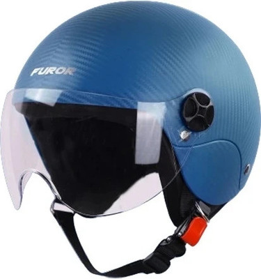 Steelbird SBH-16 Furor ISI Certified Open Face Helmet Motorbike Helmet(Dashing Blue with Clear Visor)