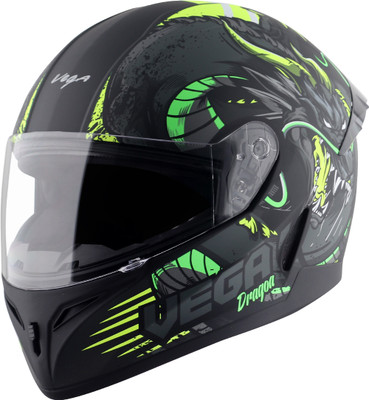 VEGA Voyager Dragoa Motorbike Helmet(Dull Black Neon Yellow)