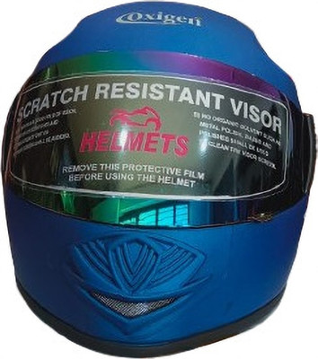 oxigen ABS FULL FACE HELMET WITH MIRROR VISOR & DUAL DENSITY (BLUE) Motorbike Helmet(Blue)
