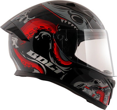 VEGA BOLT OCTOPUS FULL FACE Motorbike Helmet(BLACK RED)