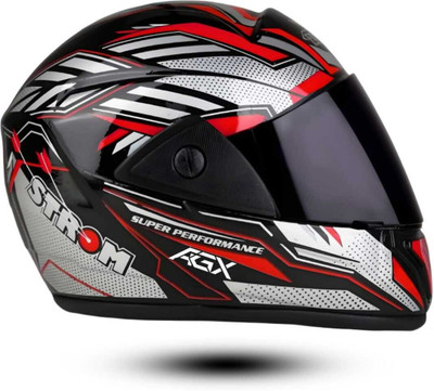 FOROLY Rado Full Face ABS Material with Black Visor Motorbike Helmet(Red)