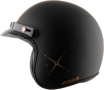 Axor Retro Jet Euro Globe Motorbike Helmet(Dull Black)