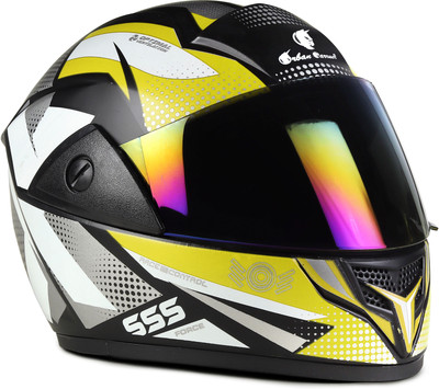 urban carrier ABS Material Full Face Rainbow Visor, UV Scratch Resistance Motorbike Helmet(Yellow)