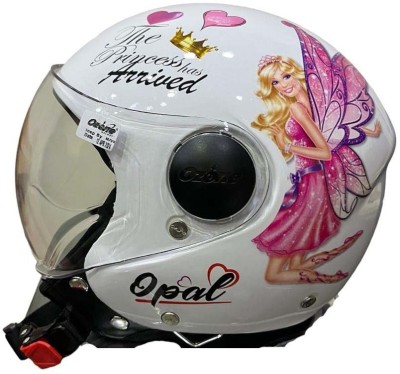 OZONE Opal New barbi doll helmet for girl Motorbike Helmet(White)