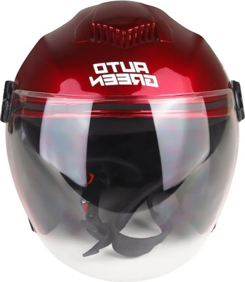 TRINOS Autogreen Open ABS Material with Pc Visor (MM-1) Motorbike Helmet(Red)