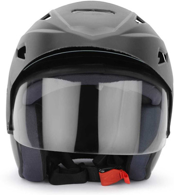 Amisha Matt Finish Lightweight & Compact with Peak Open Face Helmet for Men and Women Motorbike Helmet(Dull Black)