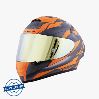 Steelbird SA-2 METALLIC FLUO ORANGE Motorbike Helmet(Orange)