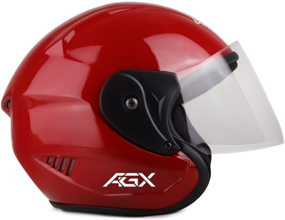 Agx Open Face Unisex Motorbike Helmet(Red)