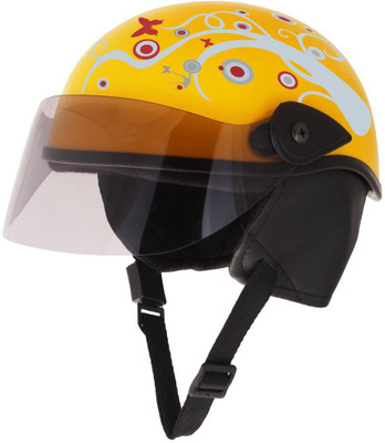 Sage Square Multi-Purpose Open-Face Helmet for Men's & Women's Motorbike Helmet(Yellow Glossy Red Sticker)