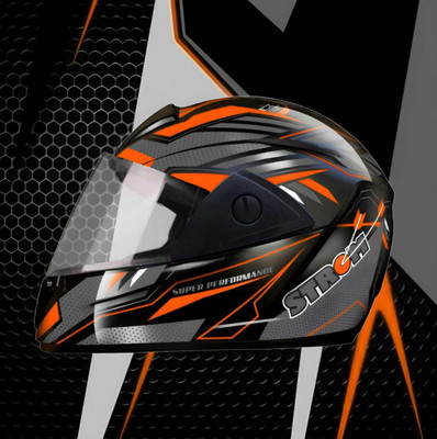 Racing-1 D2 Rado with Polycarbonate Visor ABS Material Unisex Motorbike Helmet(Orange)