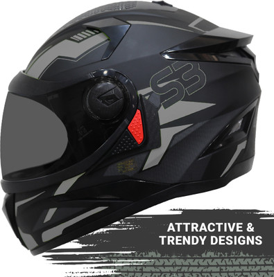Steelbird SBH-17 Terminator Full Face Graphic Motorbike Helmet(Black Grey)