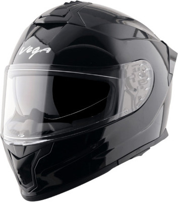 VEGA Zap Dual Visor Full Face Sports Glossy Black Large Motorsports Helmet(GLOSSY)