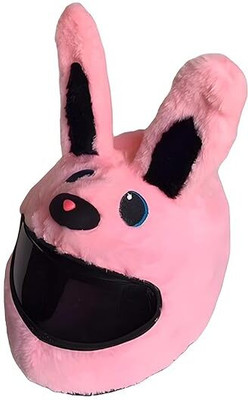 houseof common Pink Helmet Cover for Motorcycle Bunny Helmet Cover | Plush Cartoon Helmet Cover Motorsports Helmet(Pink)