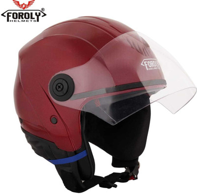 FOROLY Track GT Unisex Open Face With Scratch Resistant VisorISI Motorbike Helmet(Red)