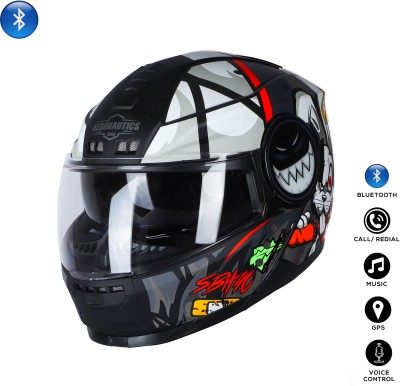 Steelbird Crazy Doe Bluetooth Full Face ISI Certified Helmet for Men with Inner Sun Shield Motorbike Helmet(Glossy Black Grey)