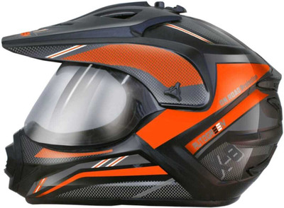 Agx X8 With PC Visor ABS Material Unisex Motocross Motorbike Helmet (0range) Motorbike Helmet(Orange)