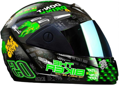 TRINOS Rado Biker ABS Material with Rainbow Visor (MM-1) Motorbike Helmet(Green)