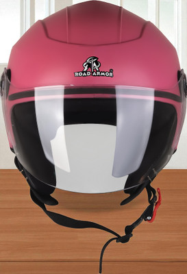 ROAD ARMOR nEW ABS Material Open Face Clear Visor, UV Scratch Resistance only in M Size Motorbike Helmet(Pink)