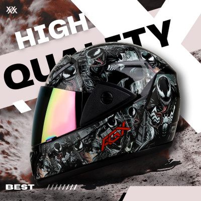 Agx Rado with Anti UV Unbreakable Rainbow Visor ABS Material Unisex Motorbike Helmet(Black)