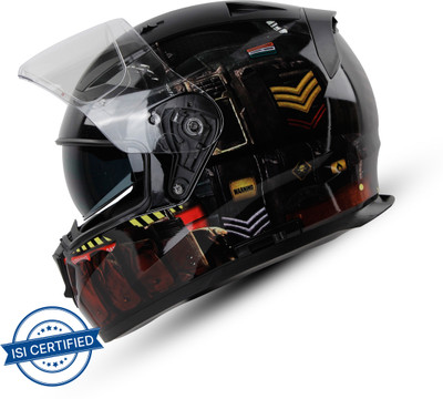 IGNYTE IGN-7 Special Forces ECE 22.06/ISI/DOT Certified Full Face Graphic Helmet Motorbike Helmet(Glossy Black with Anti Fog Clear Visor)